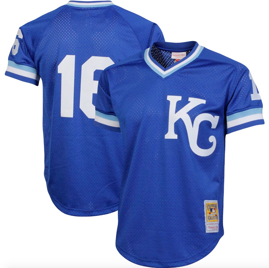 Men s Mitchell And Ness Authentic Replica Bo Jackson Kansas City Royals 1989 Blue Mesh Batting Practice Jersey Official Team Jersey Sports Fan Apparel