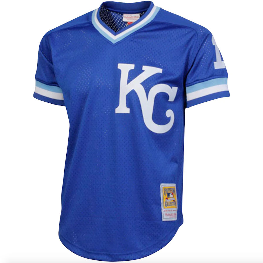 Men s Mitchell And Ness Authentic Replica Bo Jackson Kansas City Royals 1989 Blue Mesh Batting Practice Jersey Official Team Jersey Sports Fan Apparel