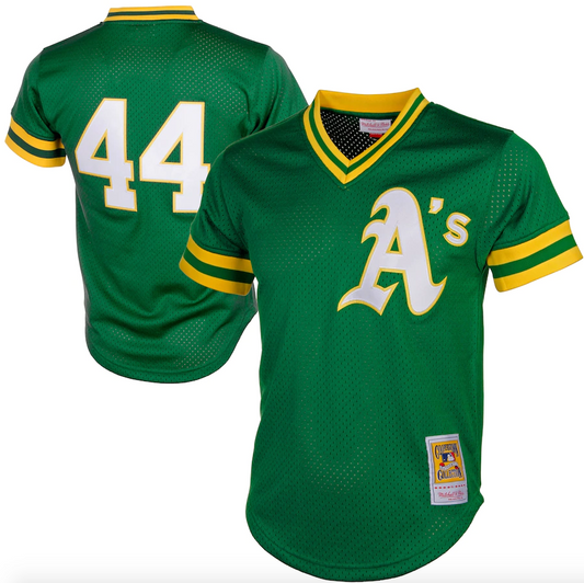 Men s Oakland Athletics Reggie Jackson Mitchell And Ness Green Cooperstown 1987 Mesh Batting Practice Jersey Official Team Jersey Sports Fan Apparel O