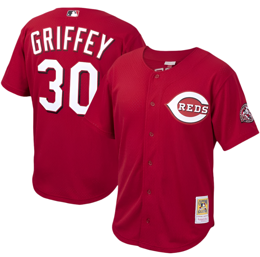 Men s Cincinnati Reds Ken Griffey Jr Mitchell And Ness Red Cooperstown Collection Batting Practice Jersey Official Team Jersey Sports Fan Apparel Offi