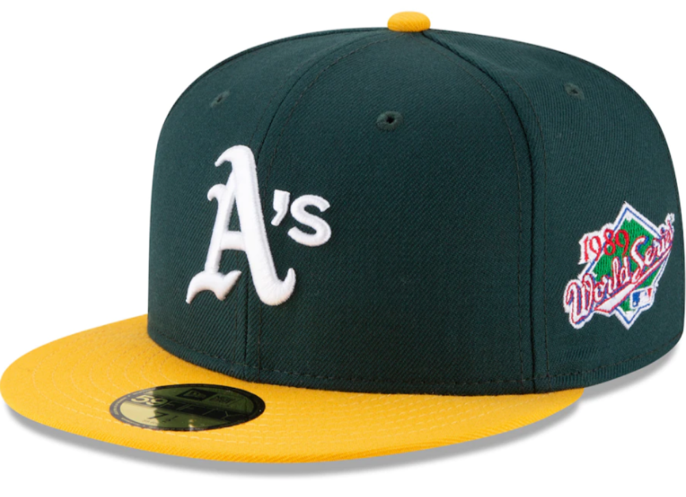 Oakland Athletics New Era 1989 World Series Wool 59FIFTY Fitted Hat - Green Official Team Hat Sports Fan Cap Official MLB Team Hat Baseball Fan Cap