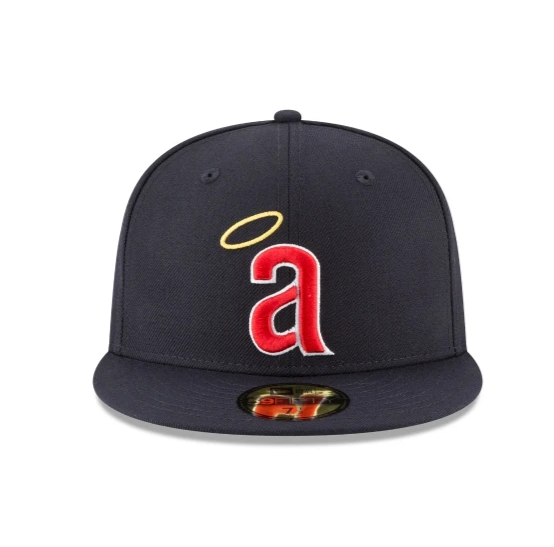 Men s California Angels New Era Navy 1971 Cooperstown Collection Wool 59FIFTY Fitted Hat Official Team Hat Sports Fan Cap Official MLB Team Hat Baseba
