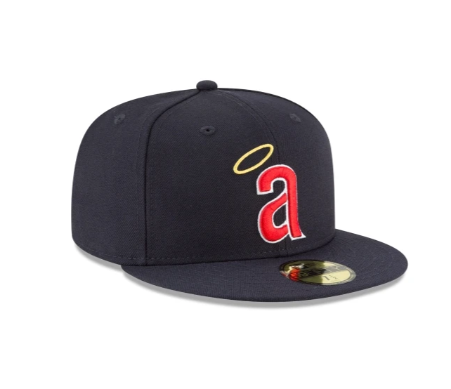 Men s California Angels New Era Navy 1971 Cooperstown Collection Wool 59FIFTY Fitted Hat Official Team Hat Sports Fan Cap Official MLB Team Hat Baseba