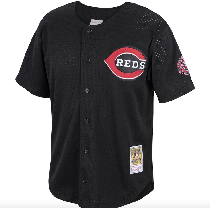 Men s Cincinnati Reds Ken Griffey Jr Mitchell And Ness Black Cooperstown Collection Batting Practice Jersey Official Team Jersey Sports Fan Apparel Of