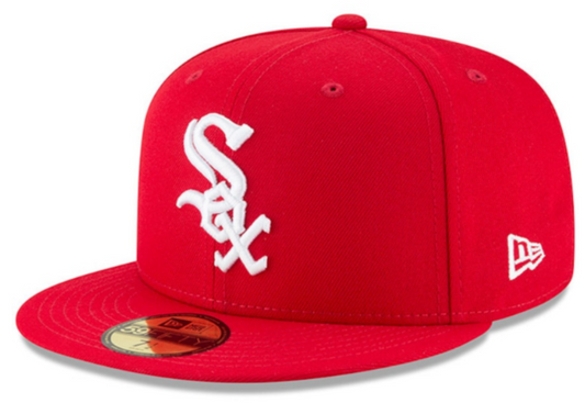 Men s Chicago White Sox New Era MLB Basic Scarlet 59FIFTY Fitted Hat Official Team Hat Sports Fan Cap Official MLB Team Hat Baseball Fan Cap