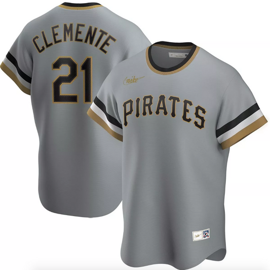 Men s Pittsburgh Pirates Roberto Clemente Nike Road Gray Replica Jersey Official Team Jersey Sports Fan Apparel Official MLB Team Apparel Baseball Fan