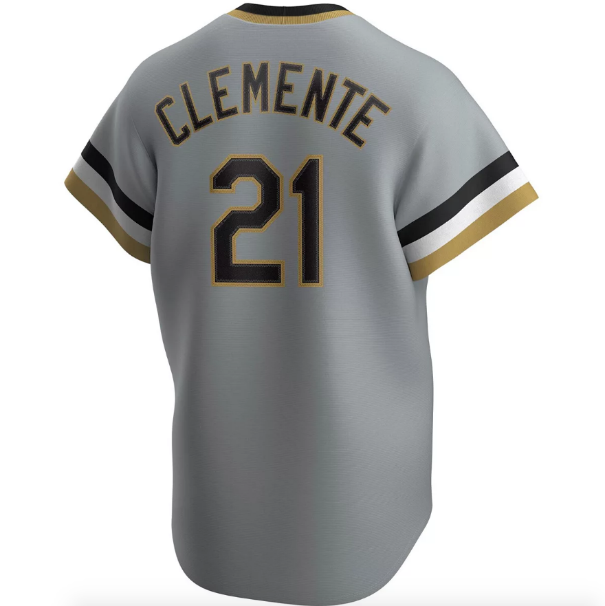 Men s Pittsburgh Pirates Roberto Clemente Nike Road Gray Replica Jersey Official Team Jersey Sports Fan Apparel Official MLB Team Apparel Baseball Fan