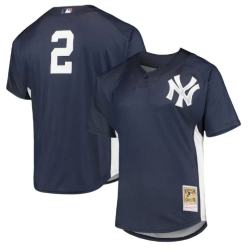 Men s Derek Jeter New York Yankees Mitchell And Ness Navy 2009 Authentic Batting Practice Jersey Official Team Jersey Sports Fan Apparel Official MLB