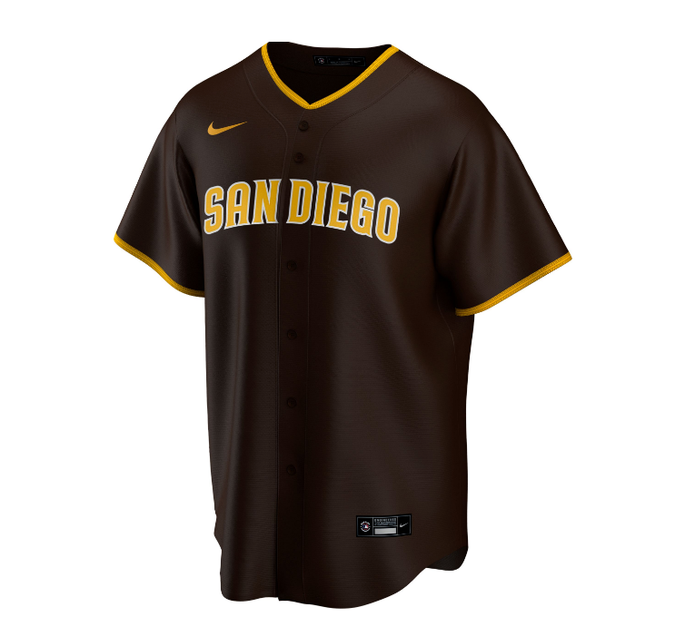 Nike Mens Replica San Diego Padres Fernando Tatis Jr Cool Base Brown Jersey Official MLB Team Apparel Baseball Fan Gear