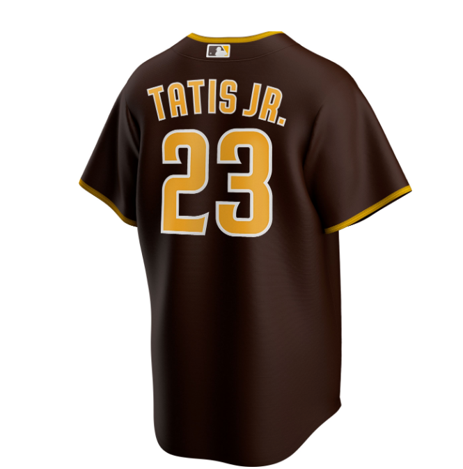 Nike Mens Replica San Diego Padres Fernando Tatis Jr Cool Base Brown Jersey Official MLB Team Apparel Baseball Fan Gear