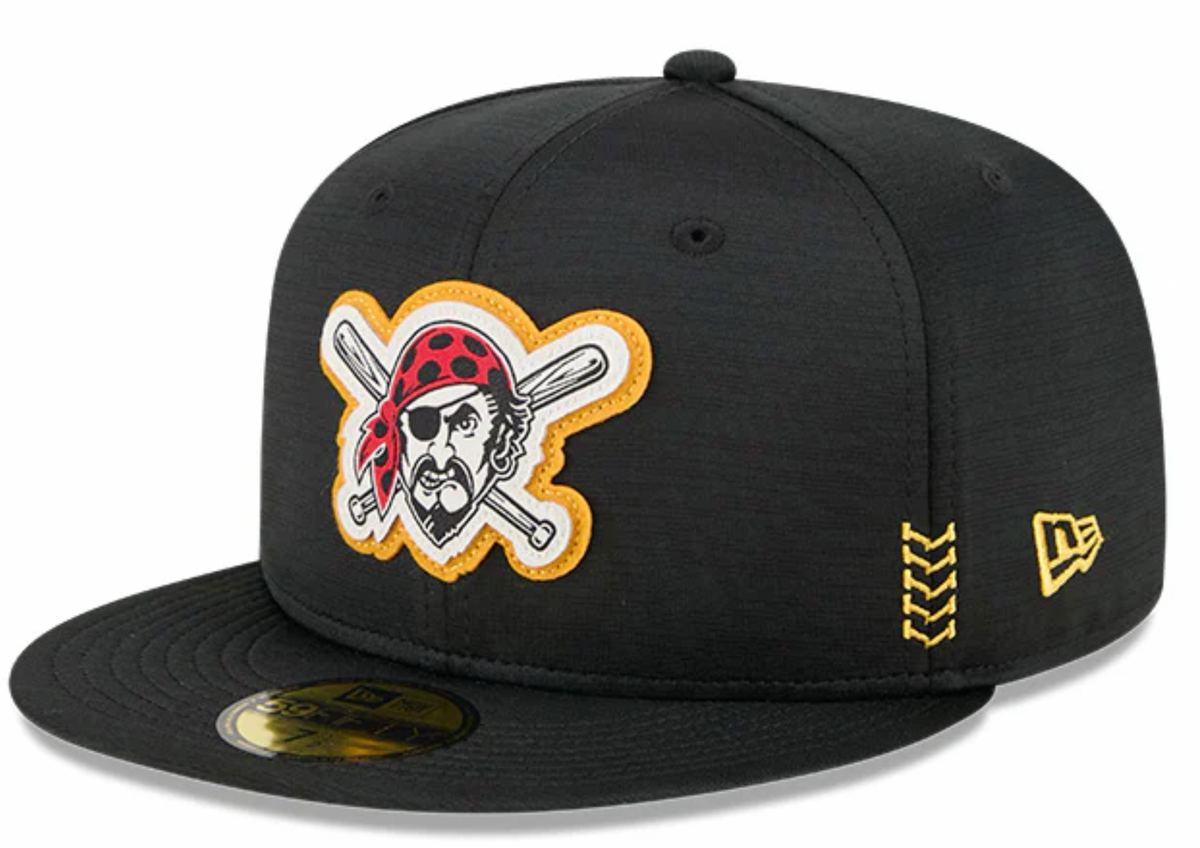 Men s Pittsburgh Pirates New Era Black 2024 Alternate Clubhouse 1914 59FIFTY Fitted Hat Official Team Hat Sports Fan Cap Official MLB Team Hat Basebal