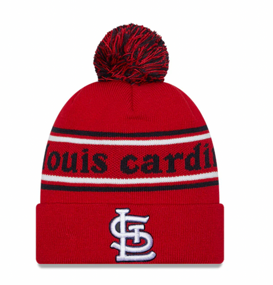 St Louis Cardinals New Era Marquee Cuffed Knit Hat with Pom Official Team Hat Sports Fan Cap Official MLB Team Hat Baseball Fan Cap