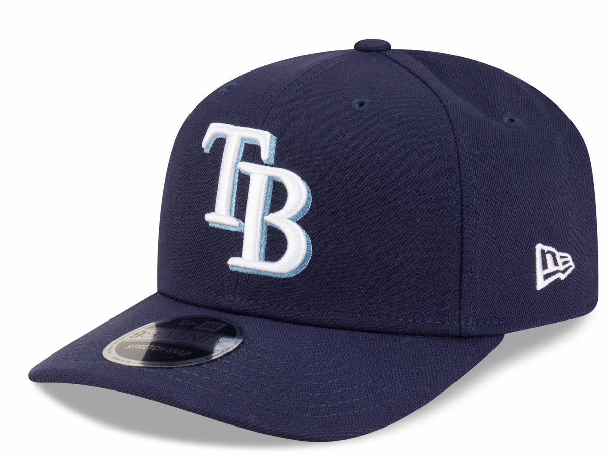 Tampa Bay Rays Navy New Era Player Replica 9SEVENTY Stretch Snap Adjustable Hat Official Team Hat Sports Fan Cap Official MLB Team Hat Baseball Fan Ca