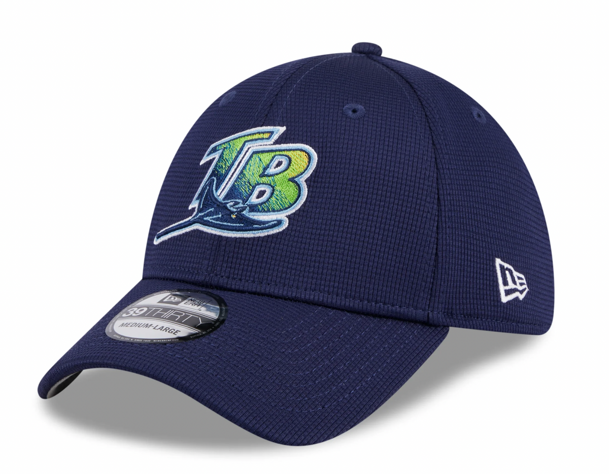 Men s Tampa Bay Rays New Era 2024 Batting Practice Navy 39THIRTY Flex-Fit Hat Official Team Hat Sports Fan Cap Official MLB Team Hat Baseball Fan Cap