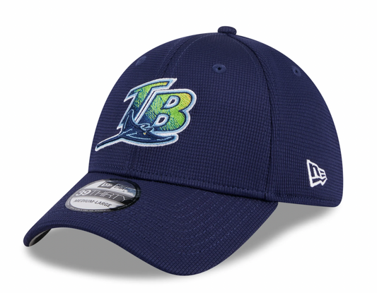 Men s Tampa Bay Rays New Era 2024 Batting Practice Navy 39THIRTY Flex-Fit Hat Official Team Hat Sports Fan Cap Official MLB Team Hat Baseball Fan Cap