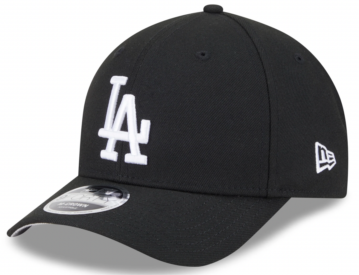 Los Angeles Dodgers Black and White New Era M-Crown 9FORTY Adjustable Hat Official Team Hat Sports Fan Cap Official MLB Team Hat Baseball Fan Cap