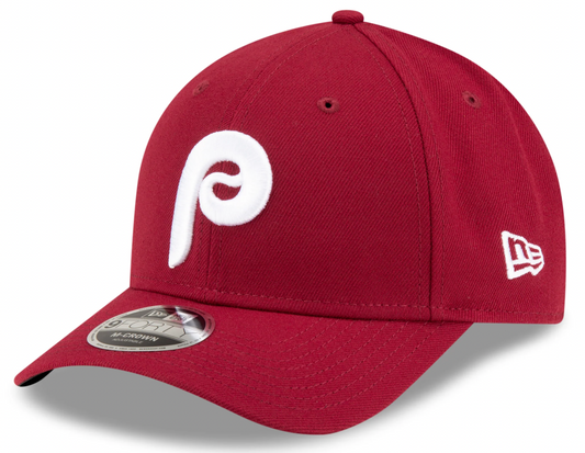 Philadelphia Phillies Crimson Alternate New Era Player Replica M-Crown 9FORTY Adjustable Hat Official Team Hat Sports Fan Cap Official MLB Team Hat Ba