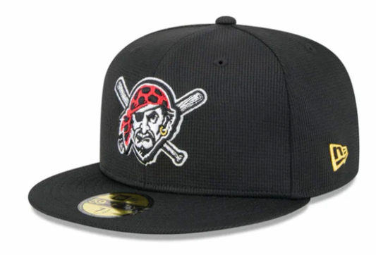 Pittsburgh Pirates New Era Black 2025 Spring Training 59FIFTY Fitted Hat Official Team Hat Sports Fan Cap Official MLB Team Hat Baseball Fan Cap