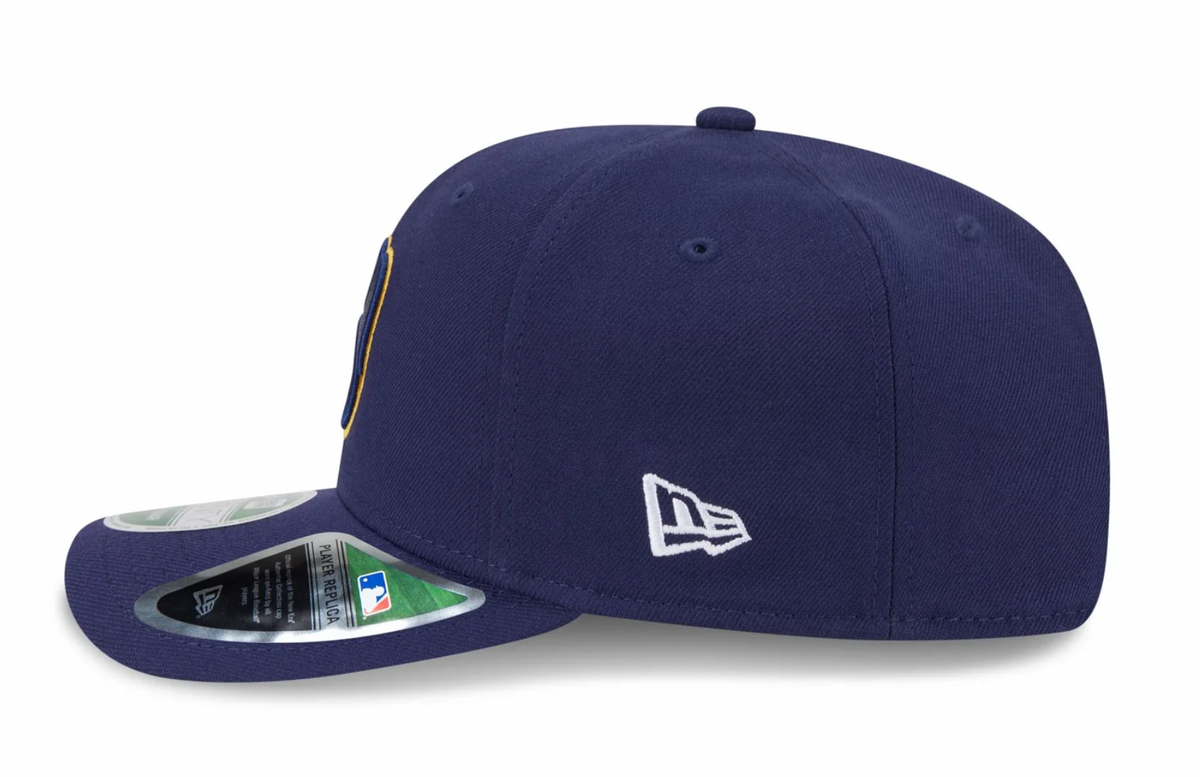 Milwaukee Brewers Navy New Era Player Replica 9SEVENTY Stretch Snap Adjustable Hat Official Team Hat Sports Fan Cap Official MLB Team Hat Baseball Fan