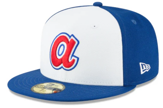 Men s Atlanta Braves Cooperstown Collection White Royal 59Fifty Fitted Hat Official Team Hat Sports Fan Cap Official MLB Team Hat Baseball Fan Cap