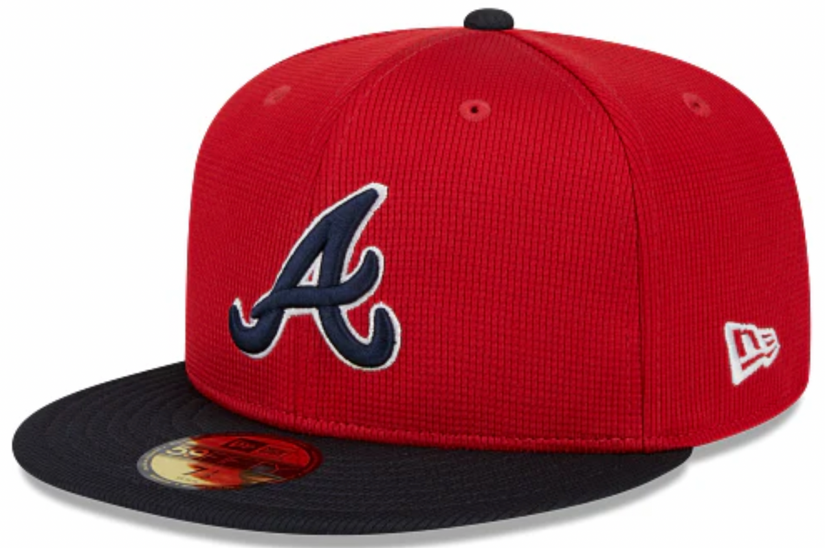 Atlanta Braves New Era Red Navy 2025 Spring Training 59FIFTY Fitted Hat Official Team Hat Sports Fan Cap Official MLB Team Hat Baseball Fan Cap