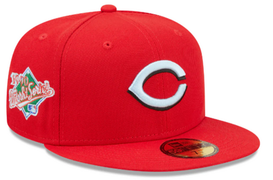 Cincinnati Reds Classic 1990 World Series Red New Era 59Fifty Fitted Hat Official Team Hat Sports Fan Cap Official MLB Team Hat Baseball Fan Cap