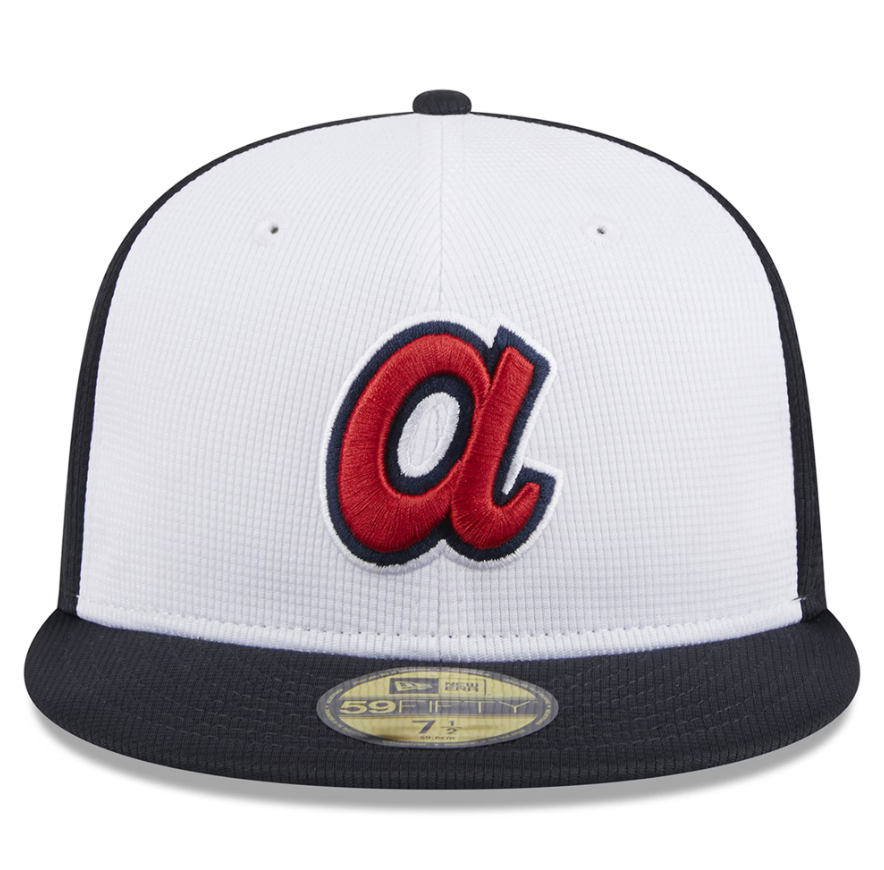 Men s Atlanta Braves New Era White 2024 Batting Practice 59FIFTY Fitted Hat Official Team Hat Sports Fan Cap Official MLB Team Hat Baseball Fan Cap