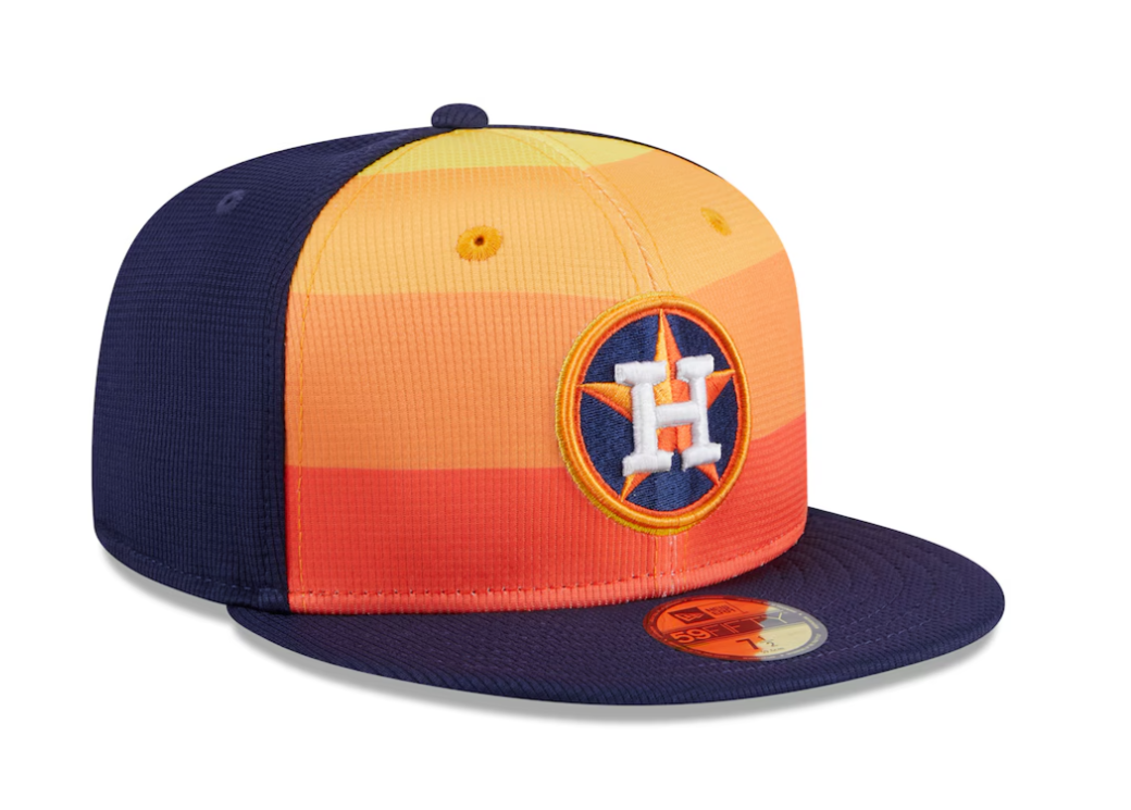 Men s Houston Astros New Era Navy 2024 Batting Practice 59FIFTY Fitted Hat Official Team Hat Sports Fan Cap Official MLB Team Hat Baseball Fan Cap