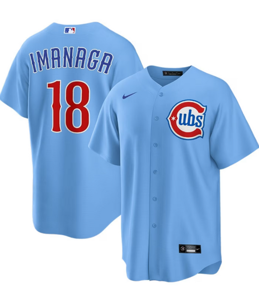 Men s Shota Imanaga 18 Chicago Cubs Nike Light Blue 2nd Alternate Replica Jersey Official Team Jersey Sports Fan Apparel Official MLB Team Apparel Bas