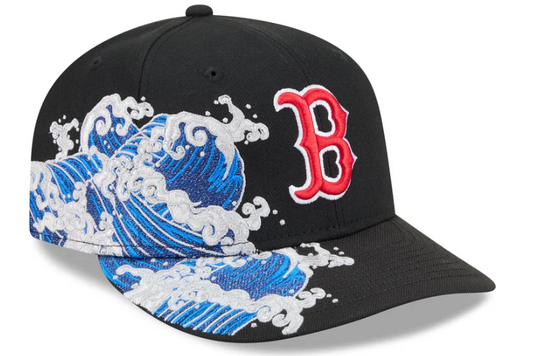 Boston Redsox MLB Waves 59FIFTY Fitted New Era Black White Official Team Hat Sports Fan Cap Official MLB Team Hat Baseball Fan Cap