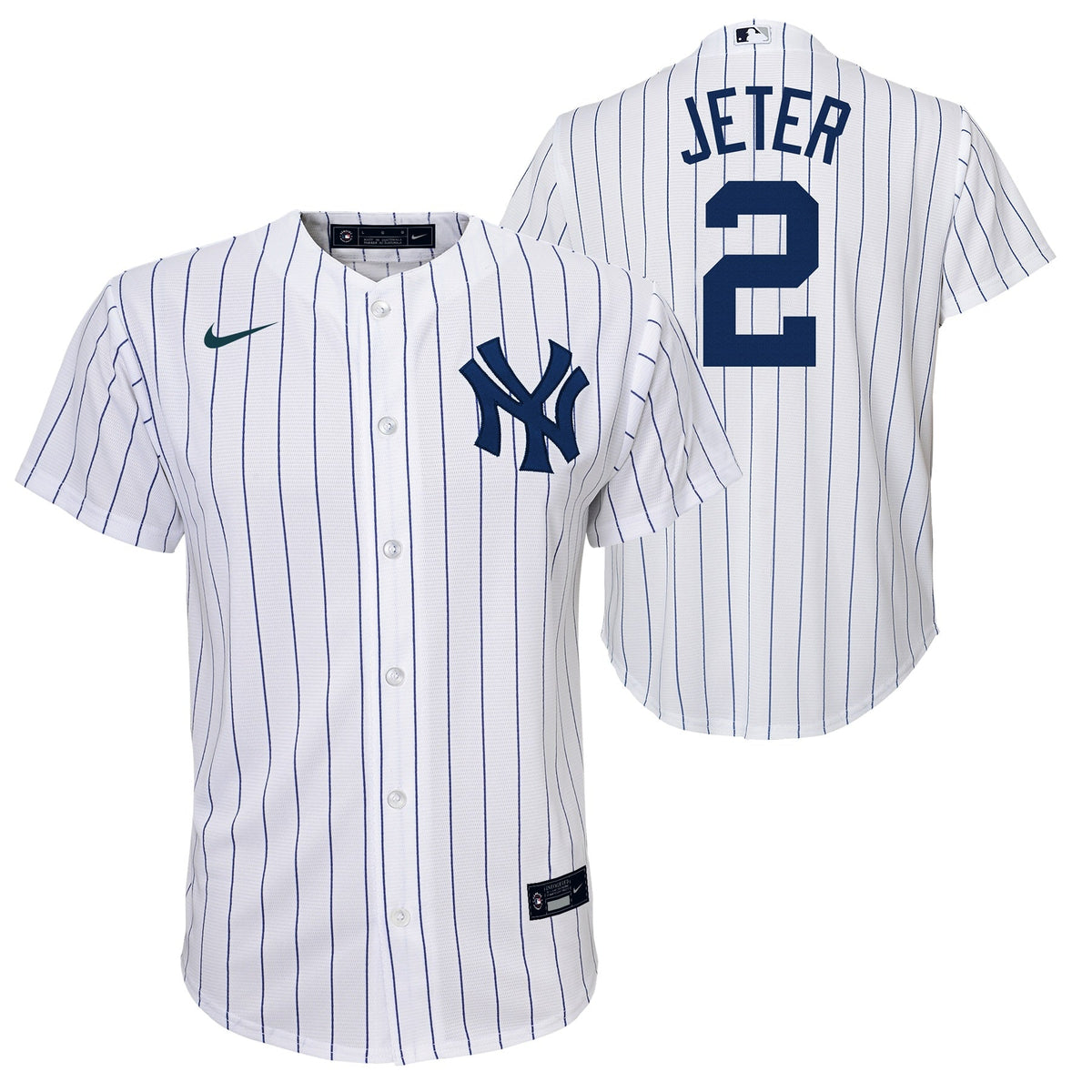 Youth Derek Jeter New York Yankees White Home Game Replica Player Jersey Official Team Jersey Sports Fan Apparel Official MLB Team Apparel Baseball Fa