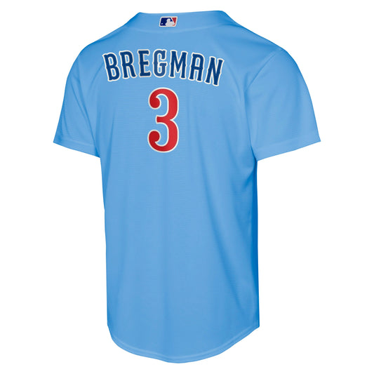 Youth Chicago Cubs Alex Bregman Alternate 2 NIKE Baseline Powder Blue Replica Jersey Official Team Jersey Sports Fan Apparel Official MLB Team Apparel
