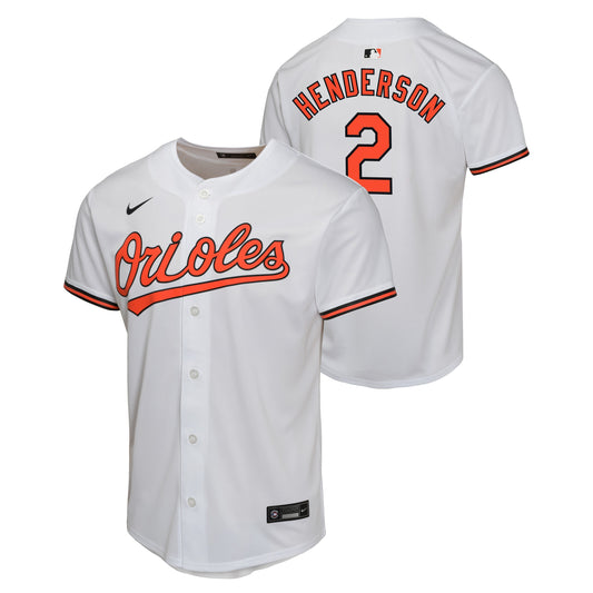 NIKE Youth Gunnar Henderson Baltimore Orioles White Home Replica Game Jersey Official Team Jersey Sports Fan Apparel Official MLB Team Apparel Basebal