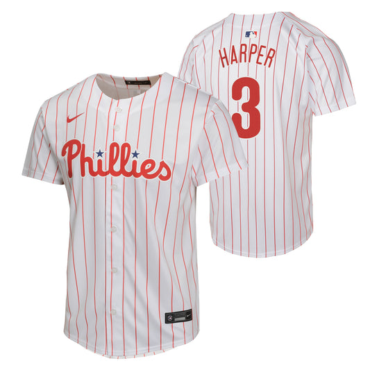 Youth Bryce Harper Philadelphia Phillies NIKE White Home Game Replica Jersey Official Team Jersey Sports Fan Apparel Official MLB Team Apparel Basebal