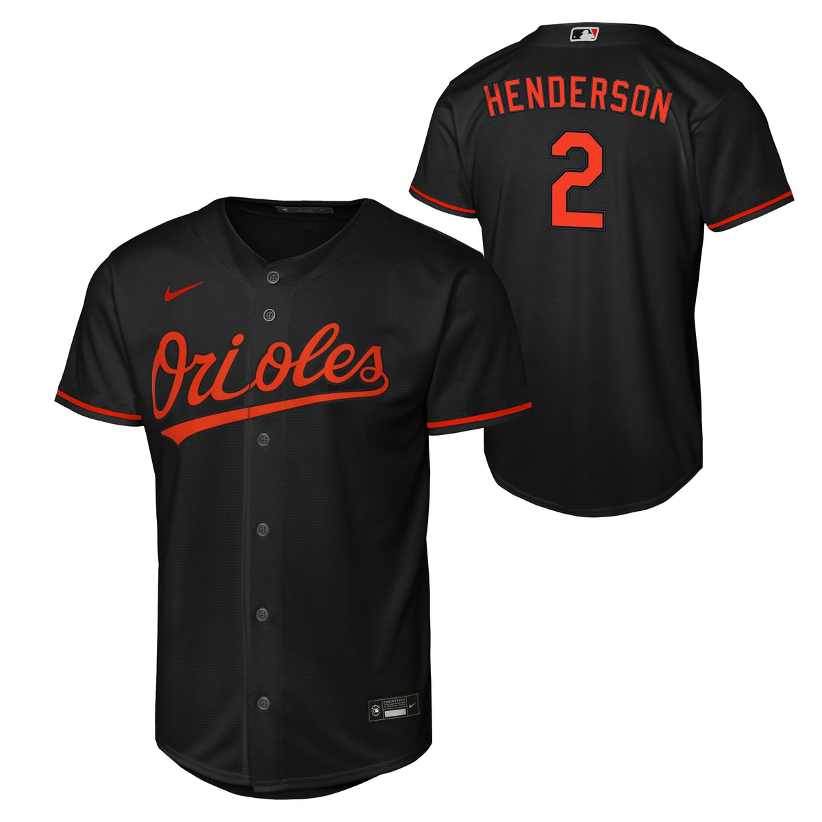 NIKE Youth Baltimore Orioles Gunnar Henderson Black Alternate Replica Jersey Official Team Jersey Sports Fan Apparel Official MLB Team Apparel Basebal