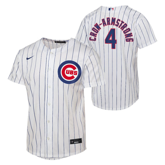 Youth Nike Pete Crow-Armstrong 4 Chicago Cubs White Home Baseline Replica Jersey Official Team Jersey Sports Fan Apparel Official MLB Team Apparel Bas