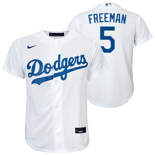 Youth Freddie Freeman Los Angeles Dodgers White Home Replica Player Jersey Official Team Jersey Sports Fan Apparel Official MLB Team Apparel Baseball