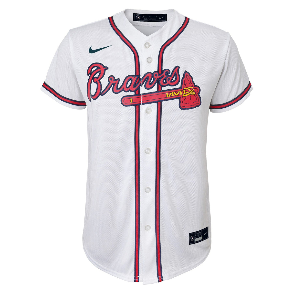 Youth Ronald Acuna Jr Atlanta Braves White Home Replica NIKE Screen Print Jersey Official Team Jersey Sports Fan Apparel Official MLB Team Apparel Bas