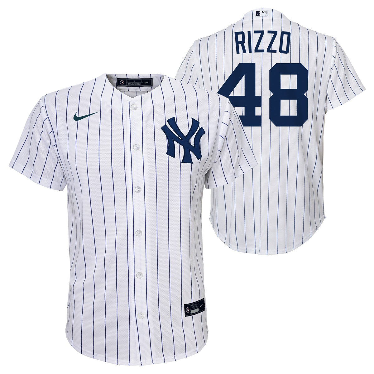 Youth Anthony Rizzo New York Yankees White Home Screen Print Game Replica Jersey Official Team Jersey Sports Fan Apparel Official MLB Team Apparel Bas