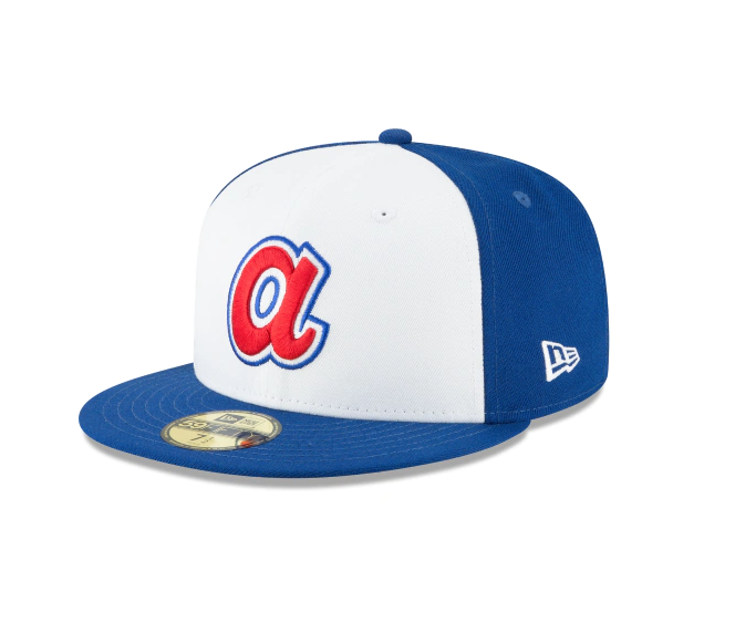 Men s Atlanta Braves Cooperstown Collection White Royal 59Fifty Fitted Hat Official Team Hat Sports Fan Cap Official MLB Team Hat Baseball Fan Cap