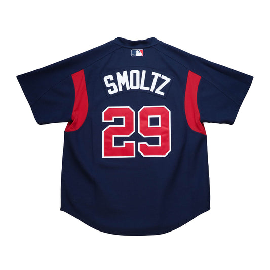 Men s Atlanta Braves John Smoltz 2003 Mitchell And Ness Navy Cooperstown Batting Practice Jersey Official Team Jersey Sports Fan Apparel Official MLB