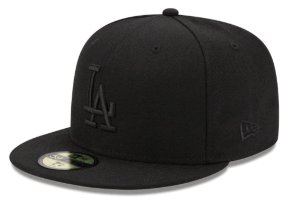 Los Angeles Dodgers Tonal Black On Black 59Fifty Fitted Hat Official Team Hat Sports Fan Cap Official MLB Team Hat Baseball Fan Cap