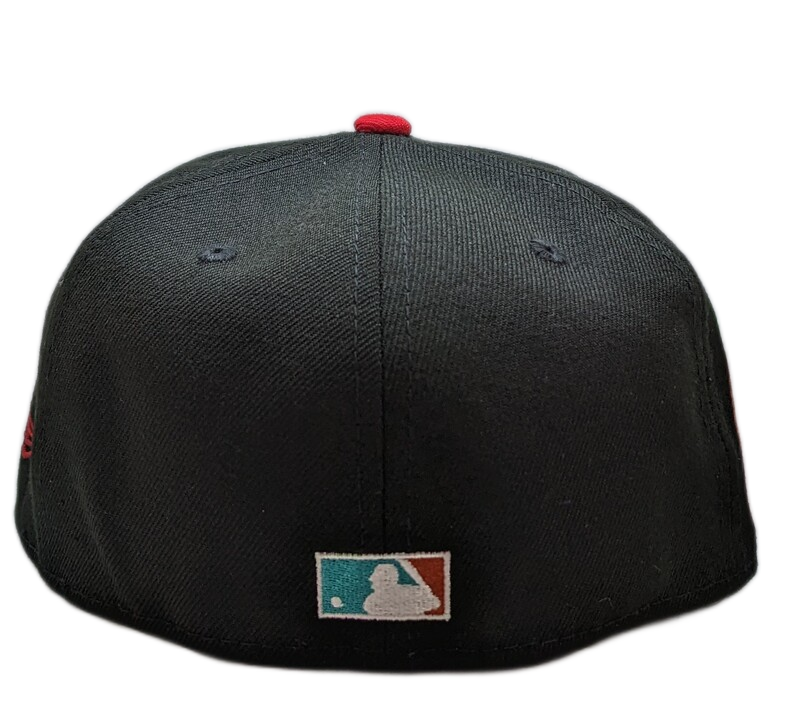 Anaheim Angels New Era 2 Tone Black Red Guns N Roses Inspired Rock Pack 59FIFTY Fitted Hat Official Team Hat Sports Fan Cap Official MLB Team Hat Base