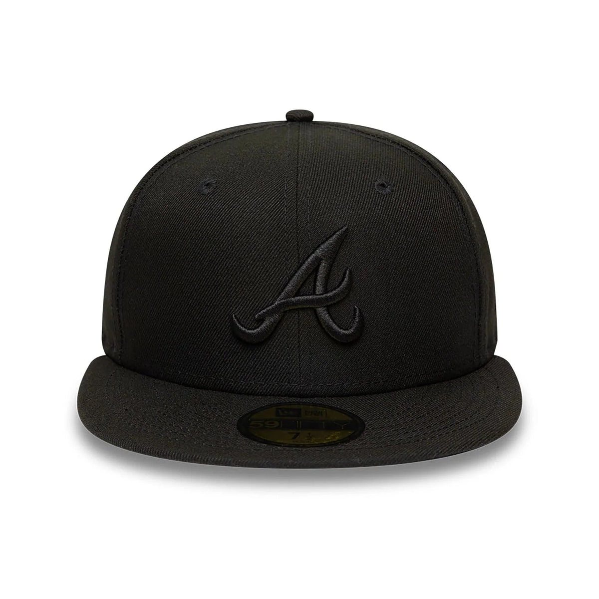 Atlanta Braves MLB League Essential 59FIFTY Fitted New Era Black Black Official Team Hat Sports Fan Cap Official MLB Team Hat Baseball Fan Cap