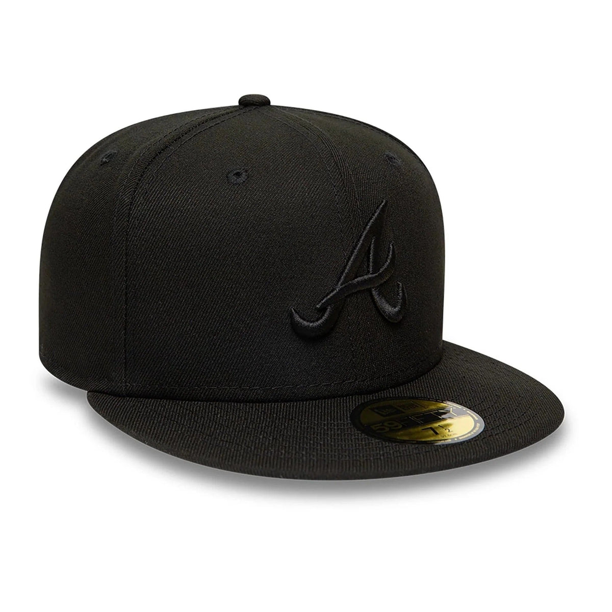 Atlanta Braves MLB League Essential 59FIFTY Fitted New Era Black Black Official Team Hat Sports Fan Cap Official MLB Team Hat Baseball Fan Cap