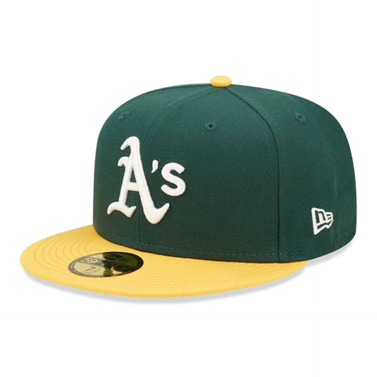 Oakland Athletics MLB AC Perf 59FIFTY Fitted New Era Green Yellow Official Team Hat Sports Fan Cap Official MLB Team Hat Baseball Fan Cap