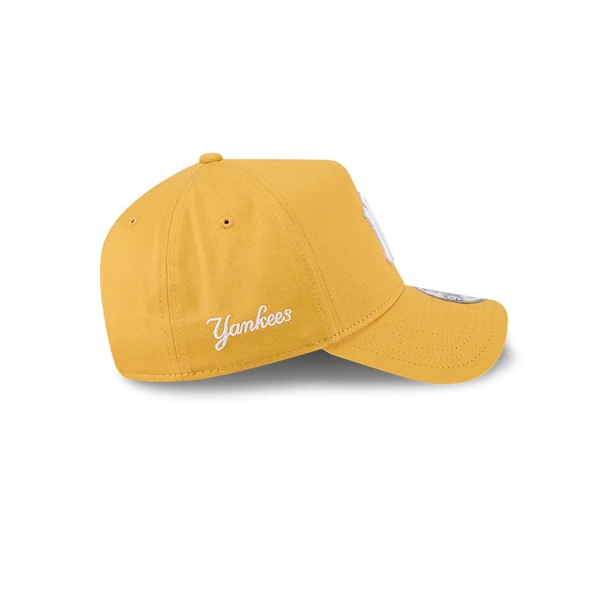 New York Yankees MLB Script A-Frame Snapback New Era Yellow Official Sports Fan Gear Popular MLB Style Fan Collection