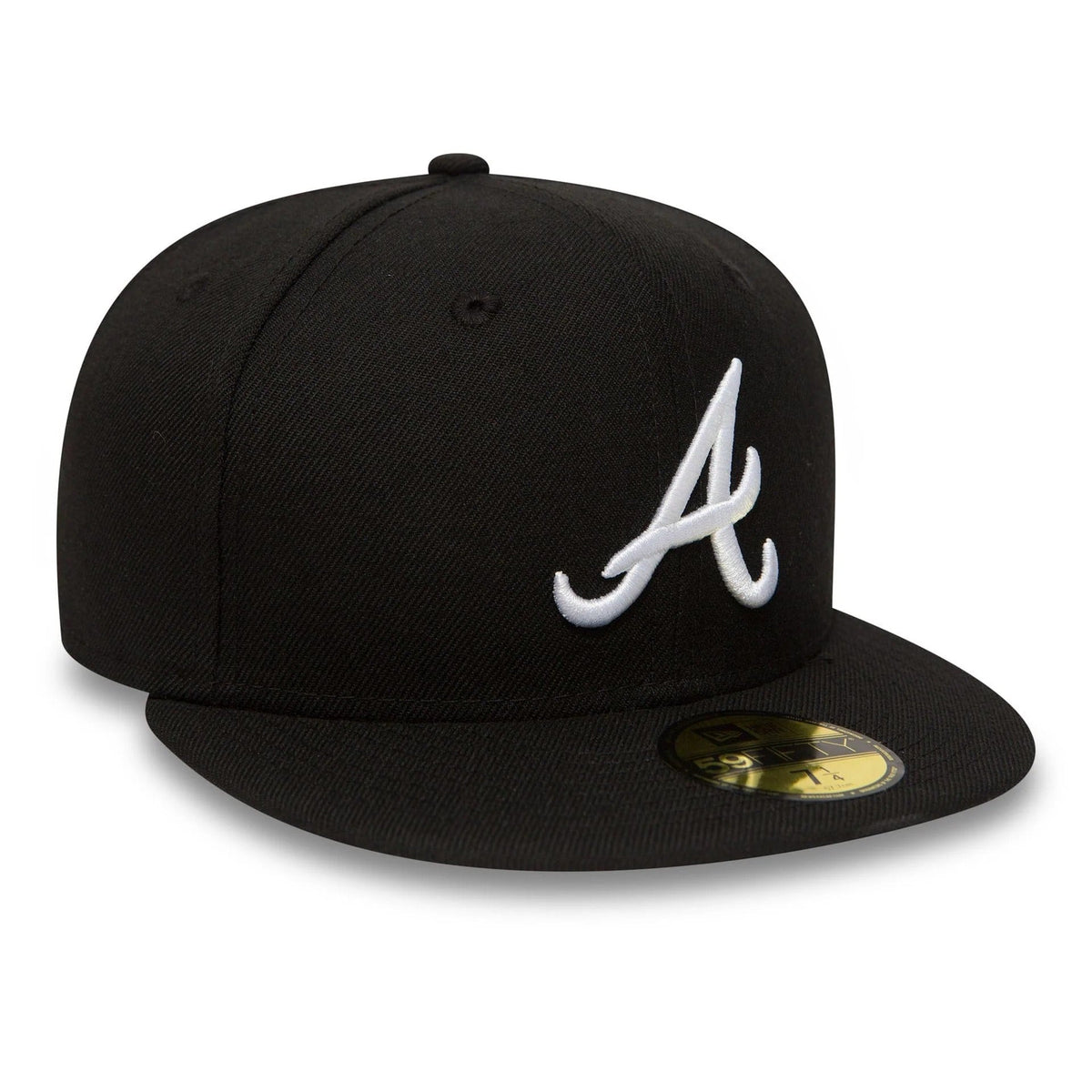 Atlanta Braves MLB League Essential 59FIFTY Fitted New Era Black White Official Team Hat Sports Fan Cap Official MLB Team Hat Baseball Fan Cap
