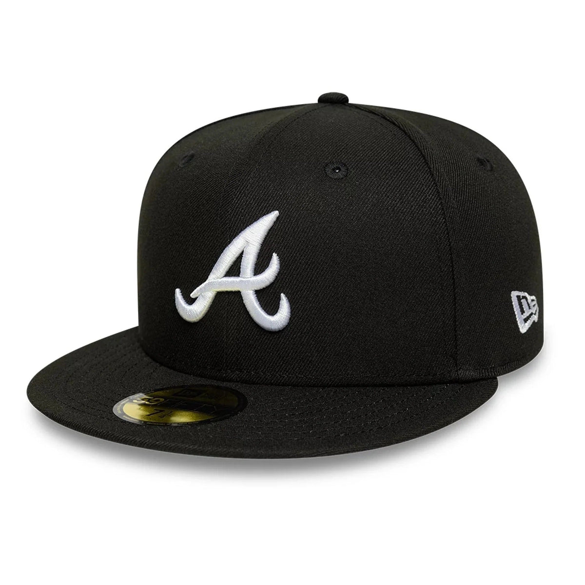 Atlanta Braves MLB League Essential 59FIFTY Fitted New Era Black White Official Team Hat Sports Fan Cap Official MLB Team Hat Baseball Fan Cap