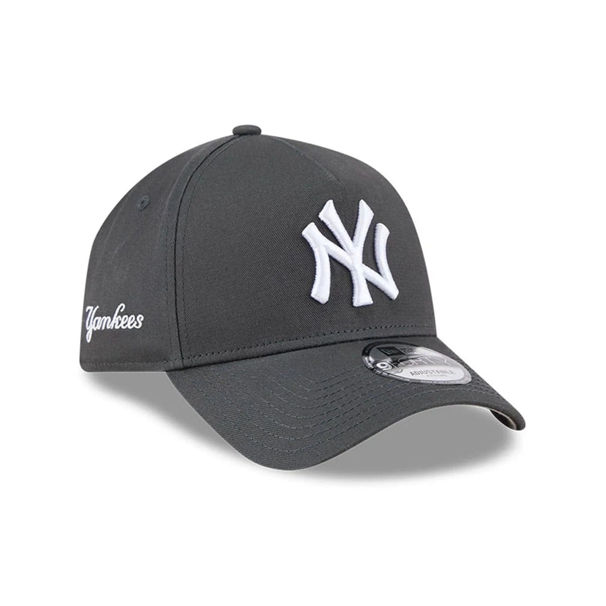 New York Yankees MLB Script A-Frame Snapback New Era Grey Official Sports Fan Gear Popular MLB Style Fan Collection